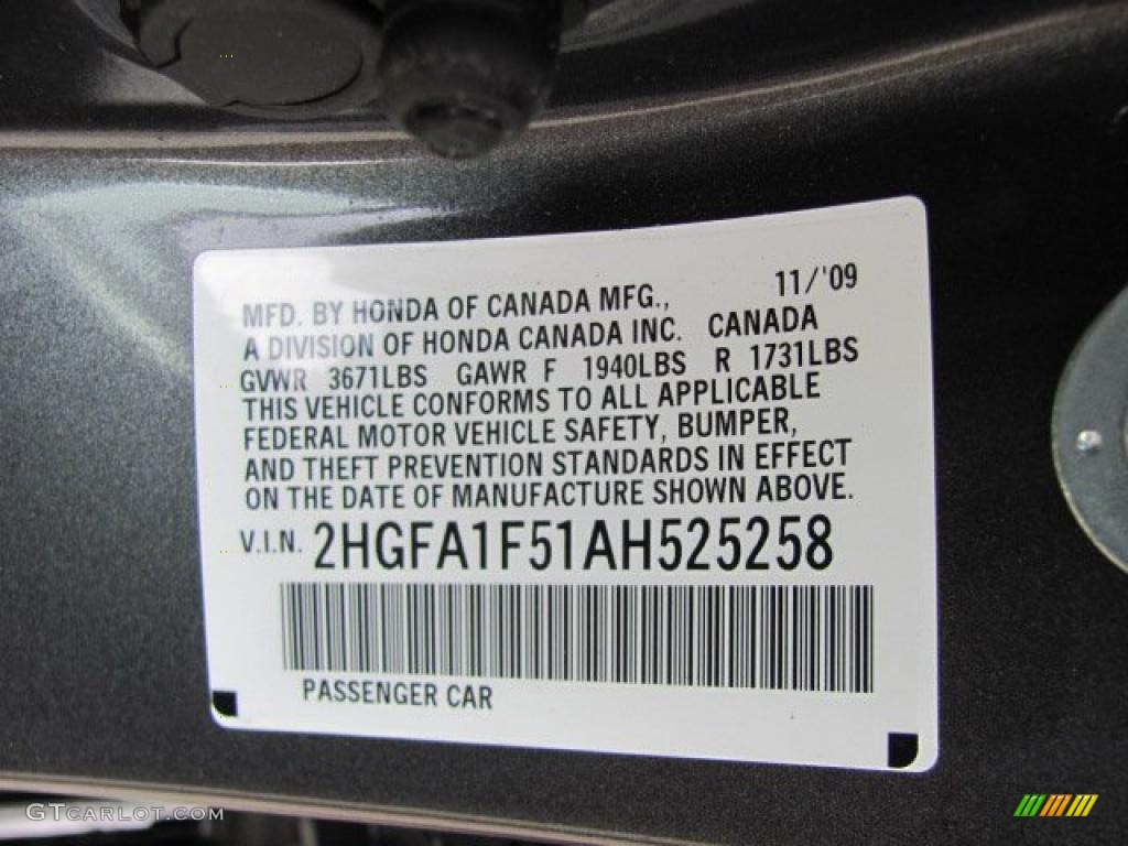 2010 Honda Civic LX Sedan Info Tag Photo #37497196