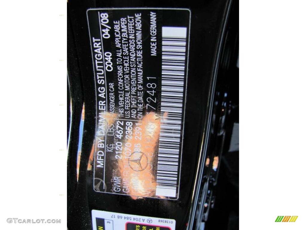 2008 C Color Code 040 for Black Photo #37499660