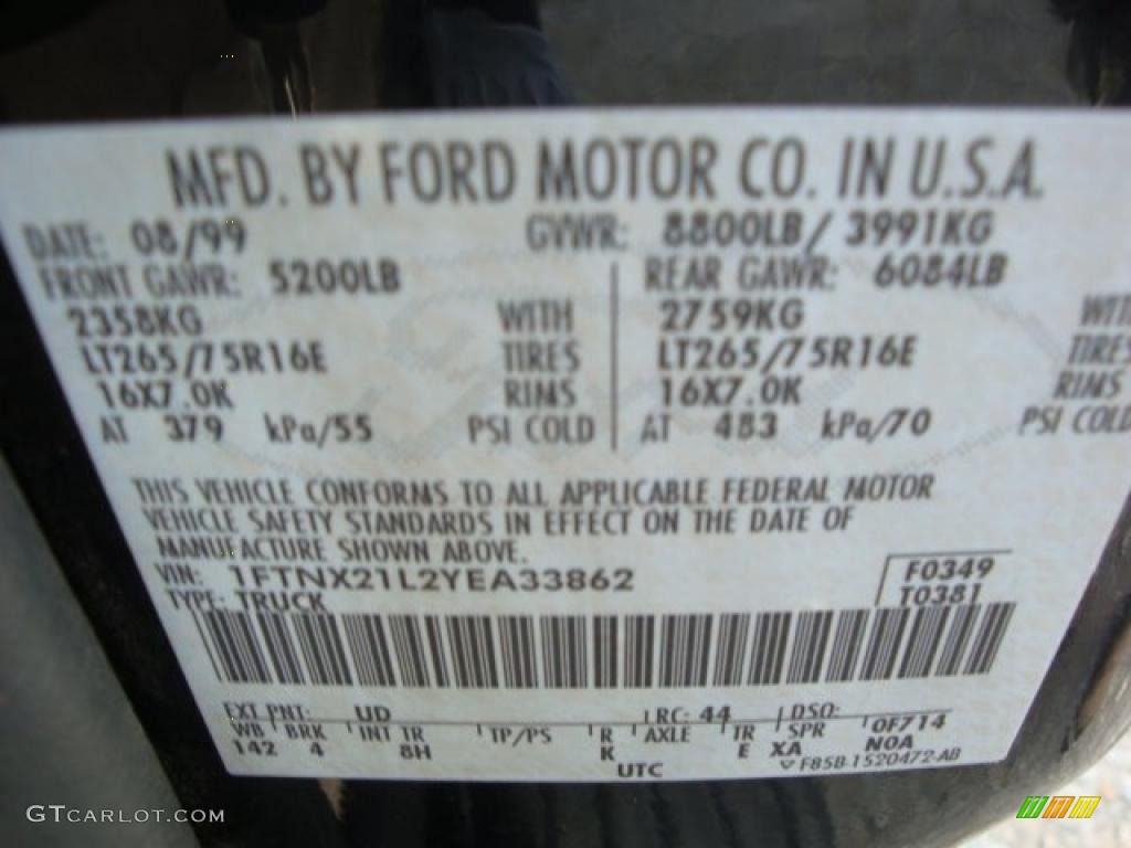 2000 F250 Super Duty Color Code UD for Black Photo #37505100