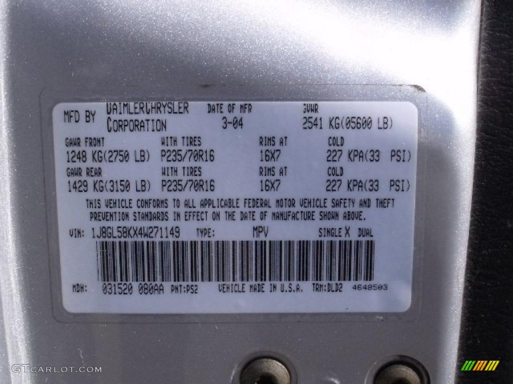 2004 Liberty Color Code PS2 for Bright Silver Metallic Photo #37510654