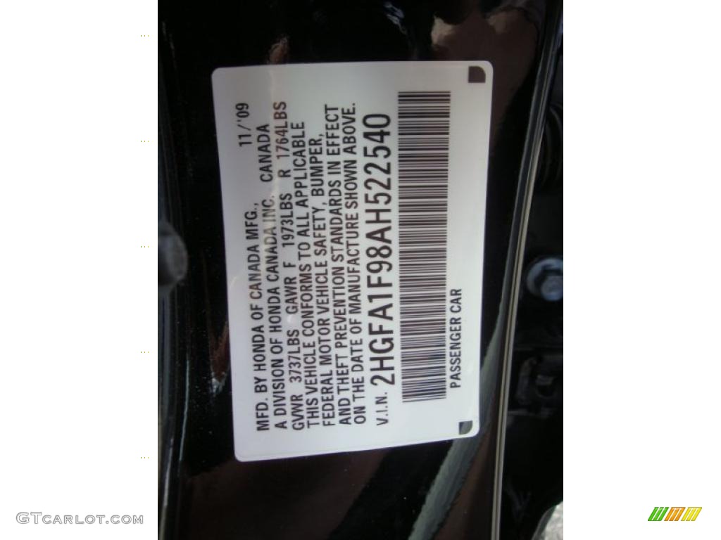 2010 Honda Civic EX-L Sedan Info Tag Photos
