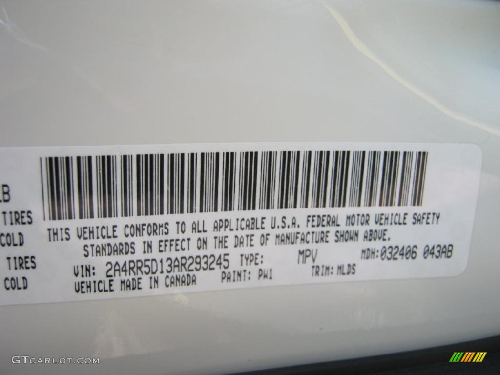 2010 Town & Country Color Code PW1 for Stone White Photo #37517658