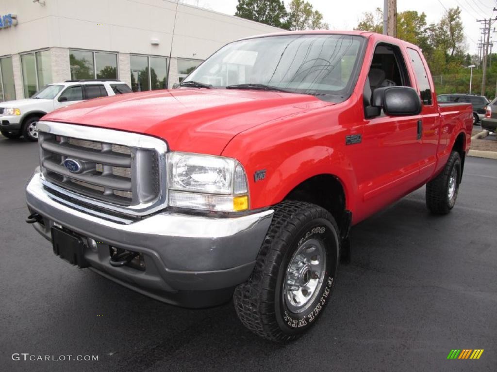 2002 F250 Super Duty XLT SuperCab 4x4 - Red Clearcoat / Medium Flint photo #3