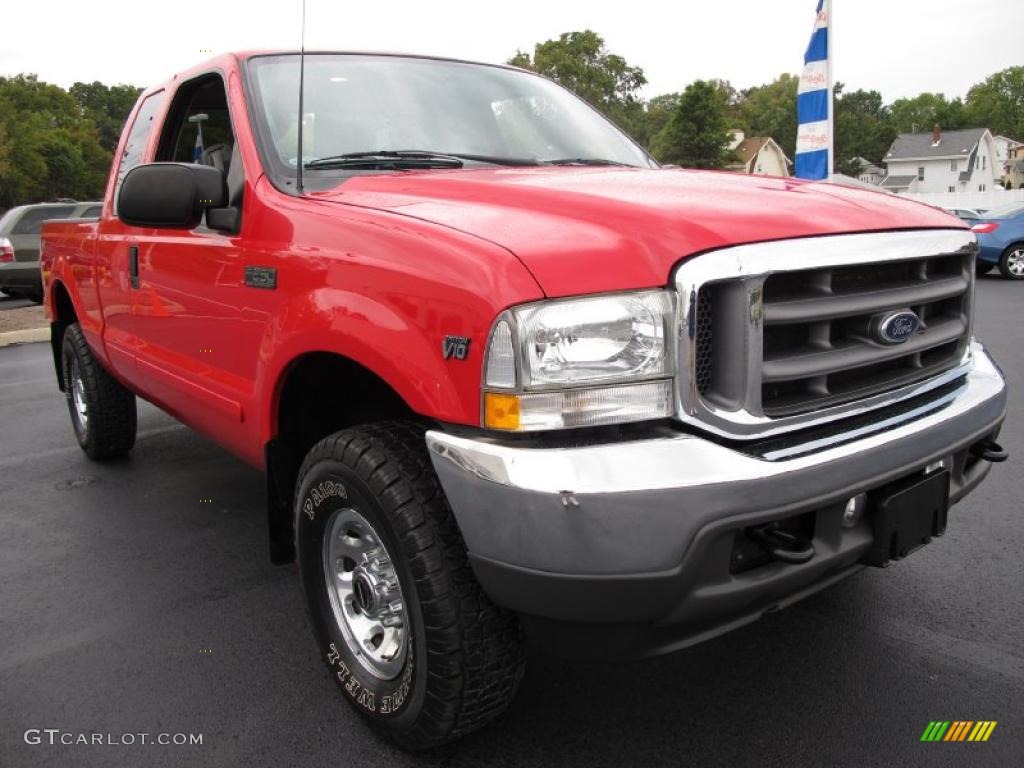 2002 F250 Super Duty XLT SuperCab 4x4 - Red Clearcoat / Medium Flint photo #5