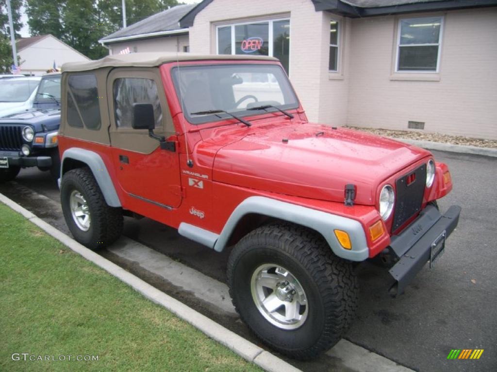 2002 Wrangler X 4x4 - Flame Red / Camel Beige photo #6
