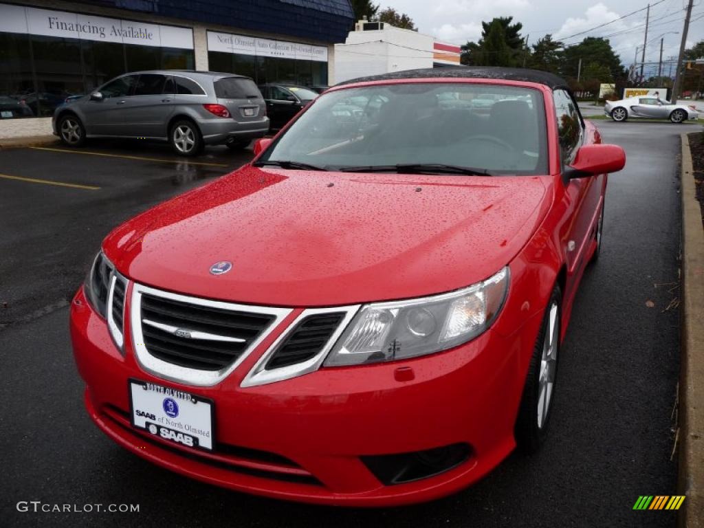 2010 9-3 2.0T Convertible - Laser Red / Black photo #1