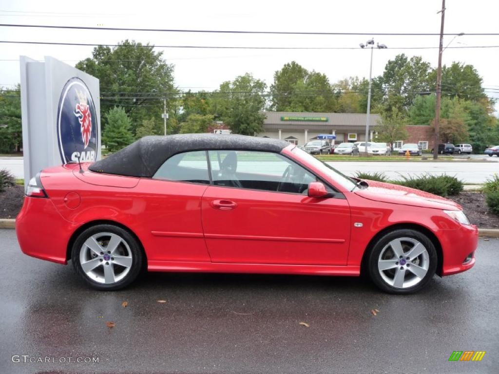 2010 9-3 2.0T Convertible - Laser Red / Black photo #2