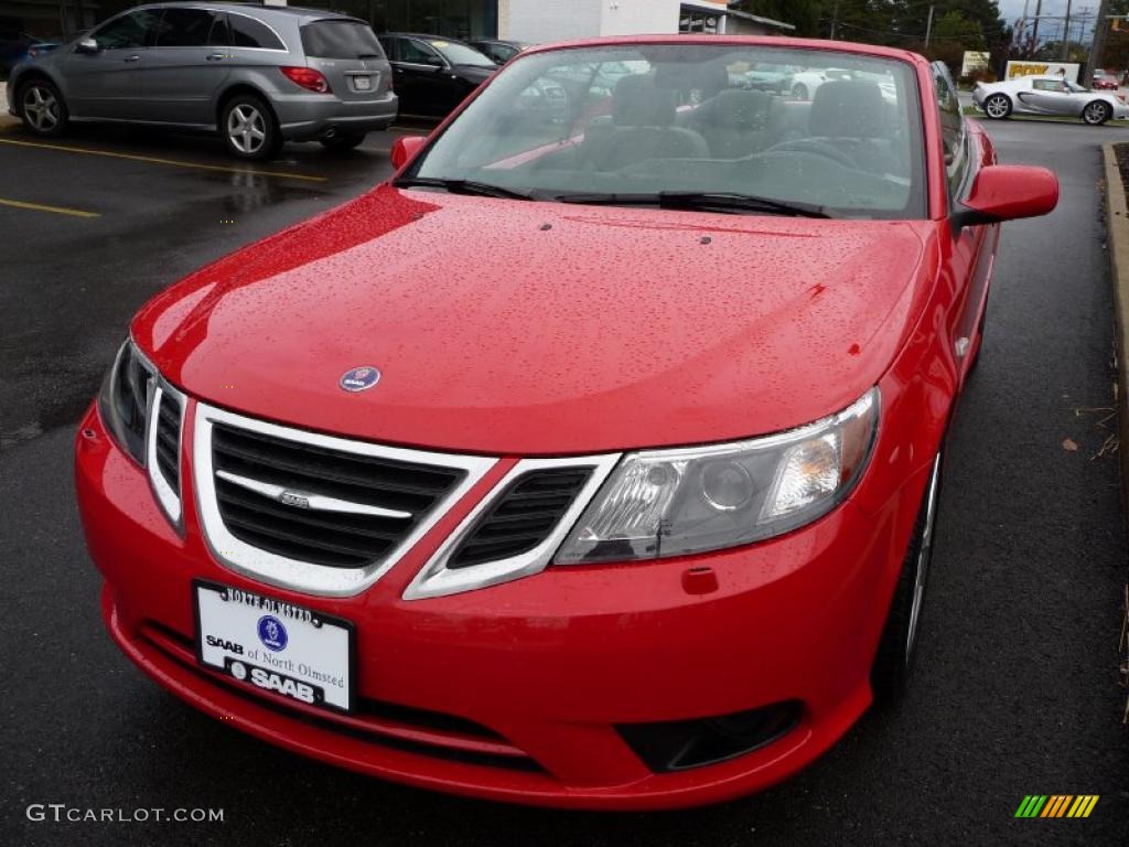 2010 9-3 2.0T Convertible - Laser Red / Black photo #3