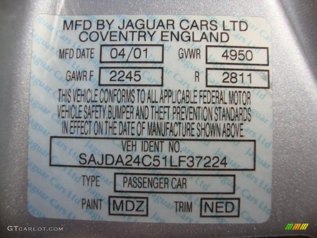 2001 XJ Color Code MDZ for Platinum Silver Metallic Photo #37585848