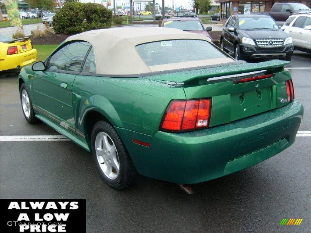 2001 Mustang V6 Convertible - Electric Green Metallic / Medium Parchment photo #5