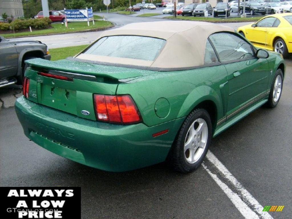 2001 Mustang V6 Convertible - Electric Green Metallic / Medium Parchment photo #7