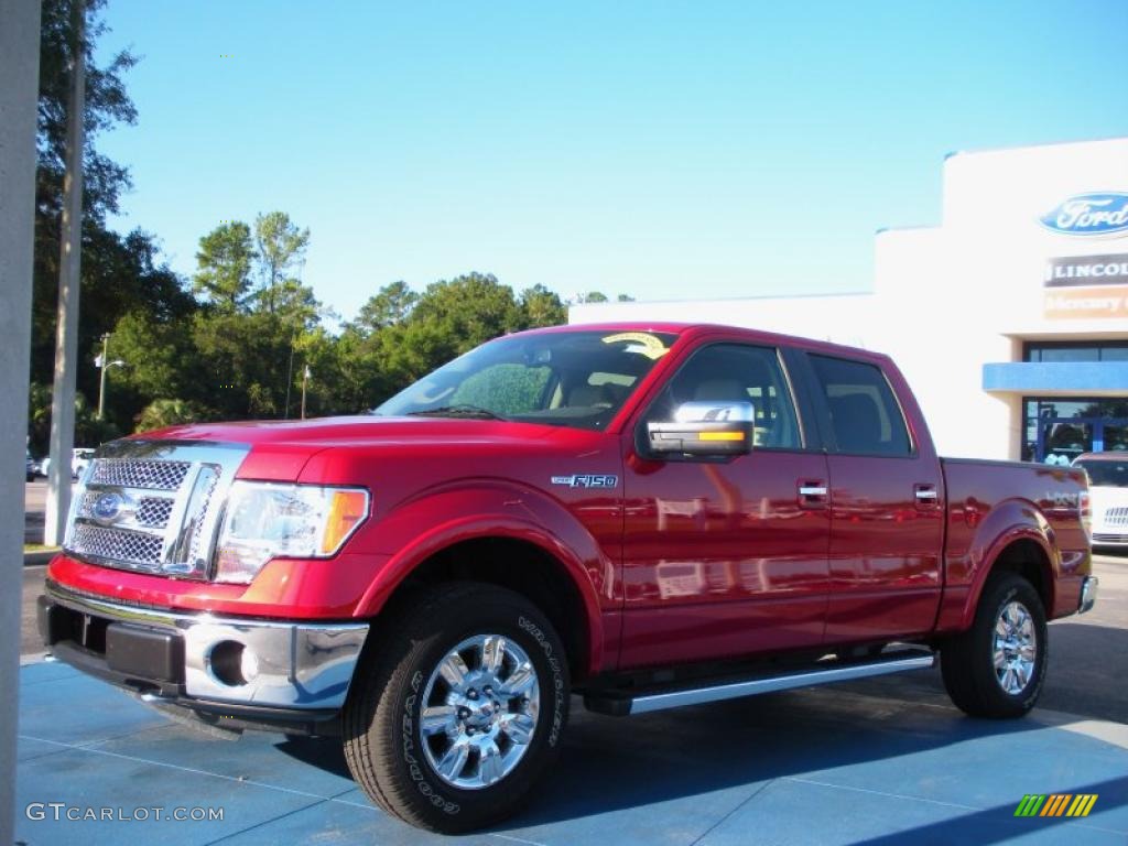 2010 F150 Lariat SuperCrew 4x4 - Red Candy Metallic / Tan photo #1