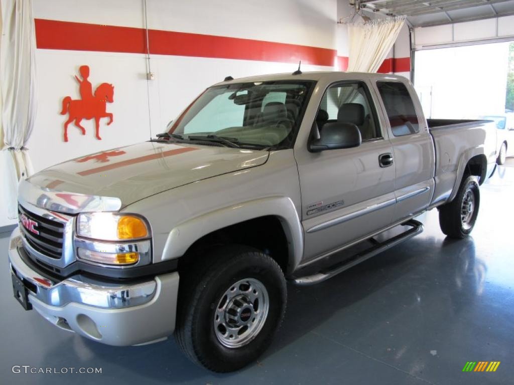 2005 Sierra 2500HD SLT Extended Cab 4x4 - Silver Birch Metallic / Neutral photo #1