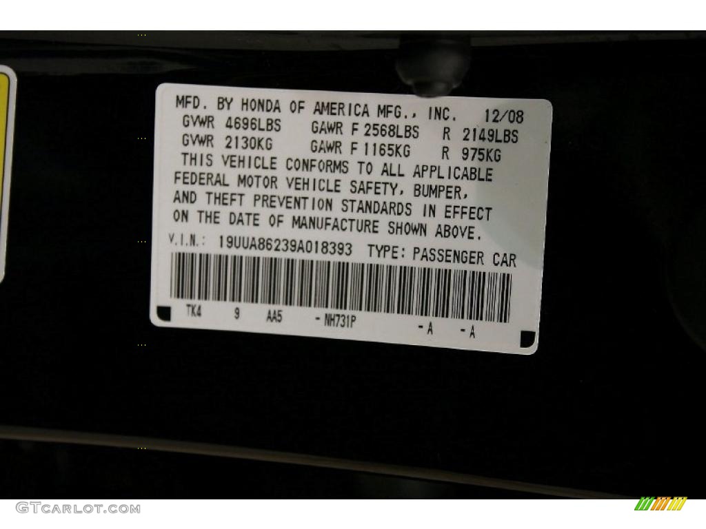 2009 TL Color Code NH731P for Crystal Black Pearl Photo #37597323