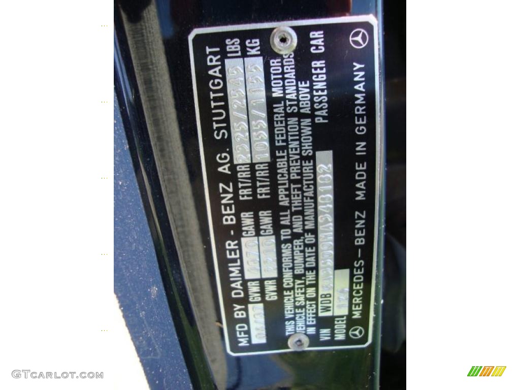 1987 Mercedes-Benz S Class 420 SEL Info Tag Photo #37597659