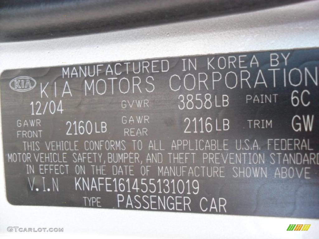 2005 Spectra Color Code 6C for Clear Silver Photo #37599923