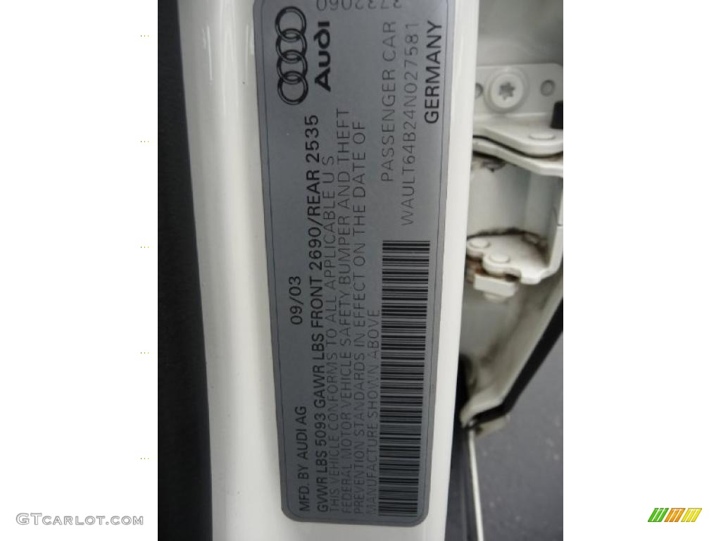 2004 Audi A6 3.0 quattro Sedan Info Tag Photos