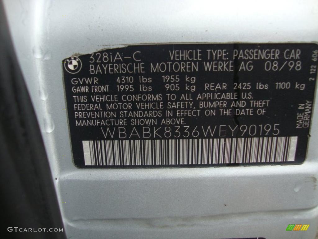 1998 3 Series 328i Convertible - Arctic Silver Metallic / Gray photo #50