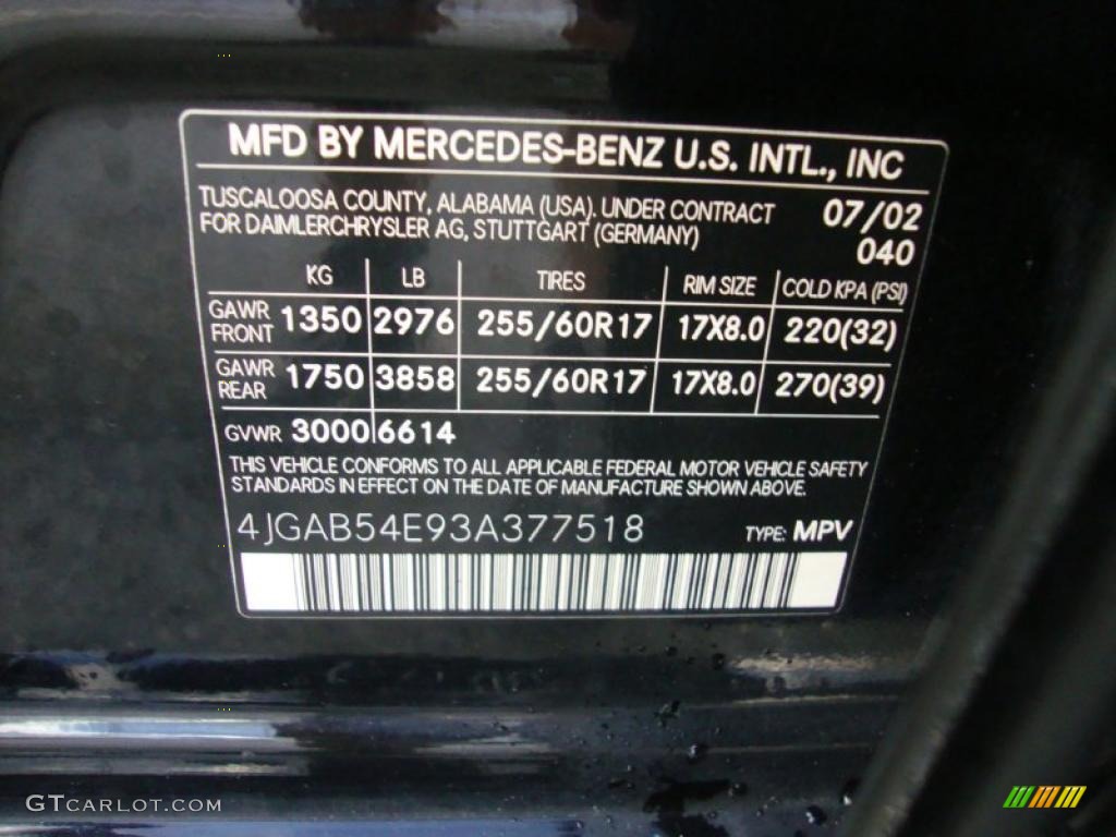 2003 ML Color Code 040 for Black Photo #37605185