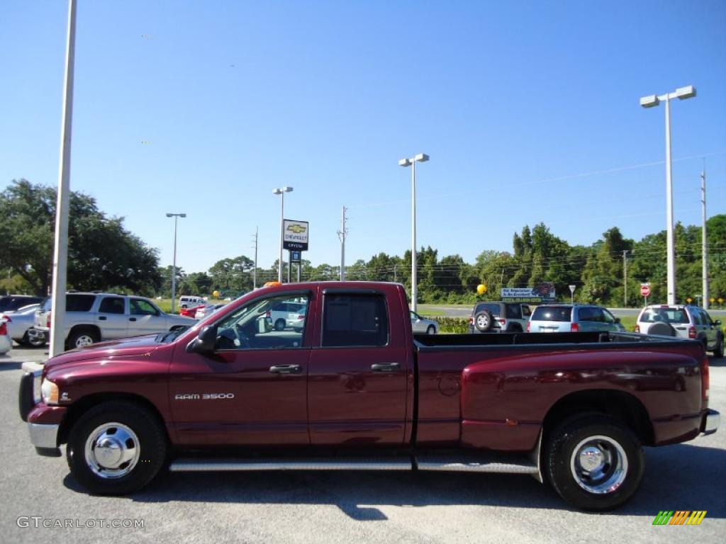 2003 Ram 3500 Laramie Quad Cab Dually - Dark Garnet Red Pearl / Dark Slate Gray photo #2