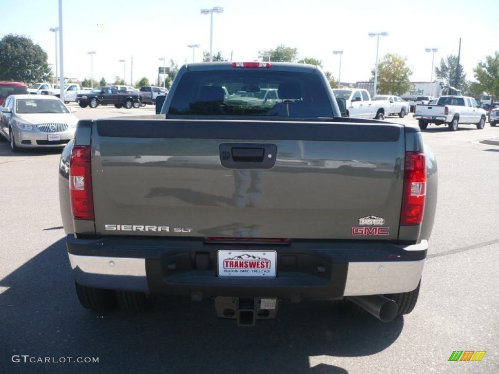 2011 Sierra 3500HD SLT Crew Cab 4x4 Dually - Gray Green Metallic / Ebony photo #4