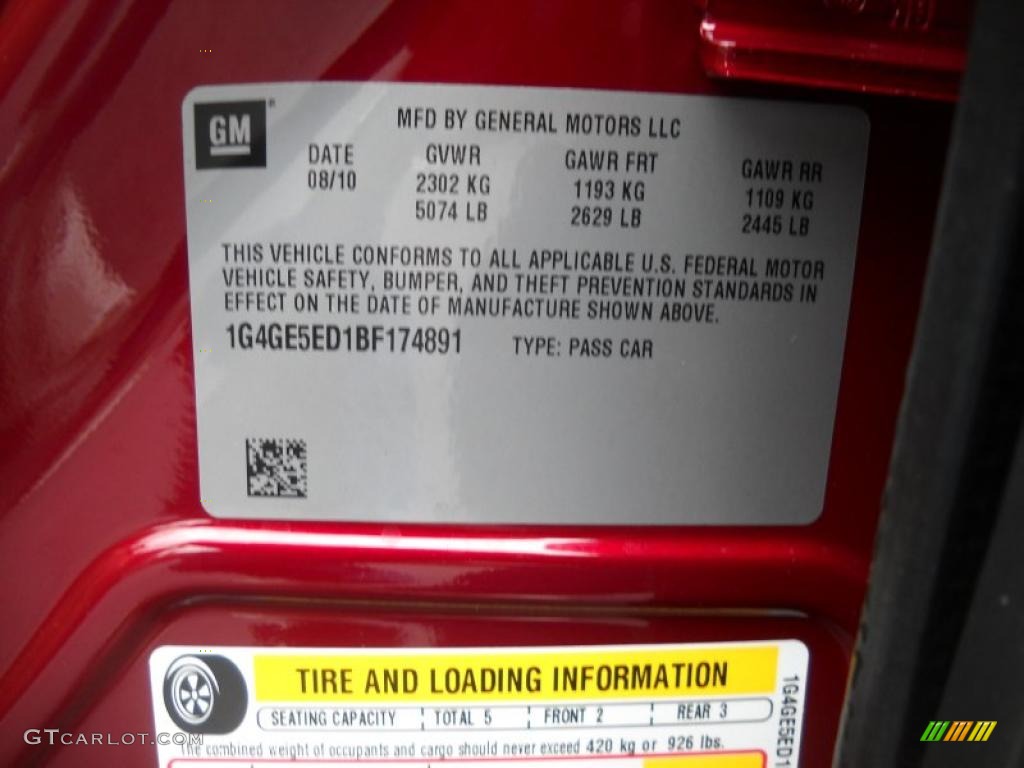 2011 Buick LaCrosse CXS Info Tag Photo #37615533