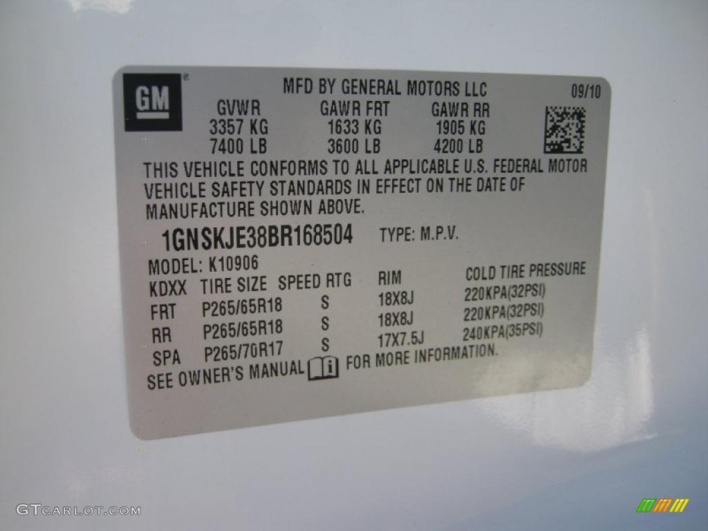 2011 Chevrolet Suburban LT 4x4 Info Tag Photo #37615931