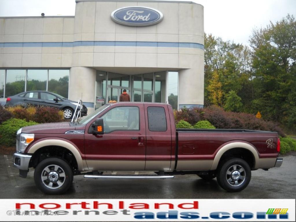 2011 F250 Super Duty Lariat SuperCab 4x4 - Royal Red Metallic / Adobe Two Tone Leather photo #1
