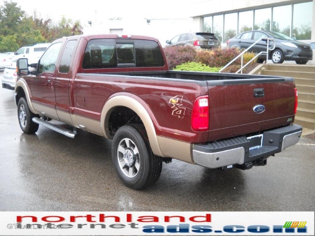 2011 F250 Super Duty Lariat SuperCab 4x4 - Royal Red Metallic / Adobe Two Tone Leather photo #8