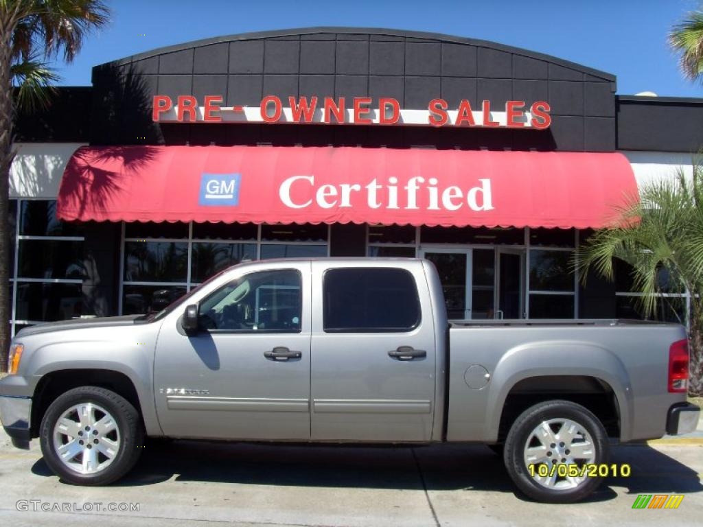 2008 Sierra 1500 SLE Crew Cab - Steel Gray Metallic / Light Cashmere photo #1