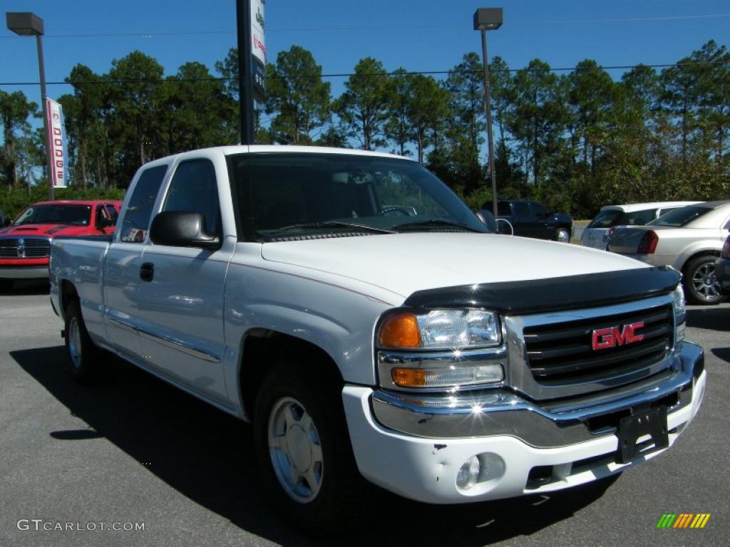 2004 Sierra 1500 SLE Extended Cab - Summit White / Dark Pewter photo #7