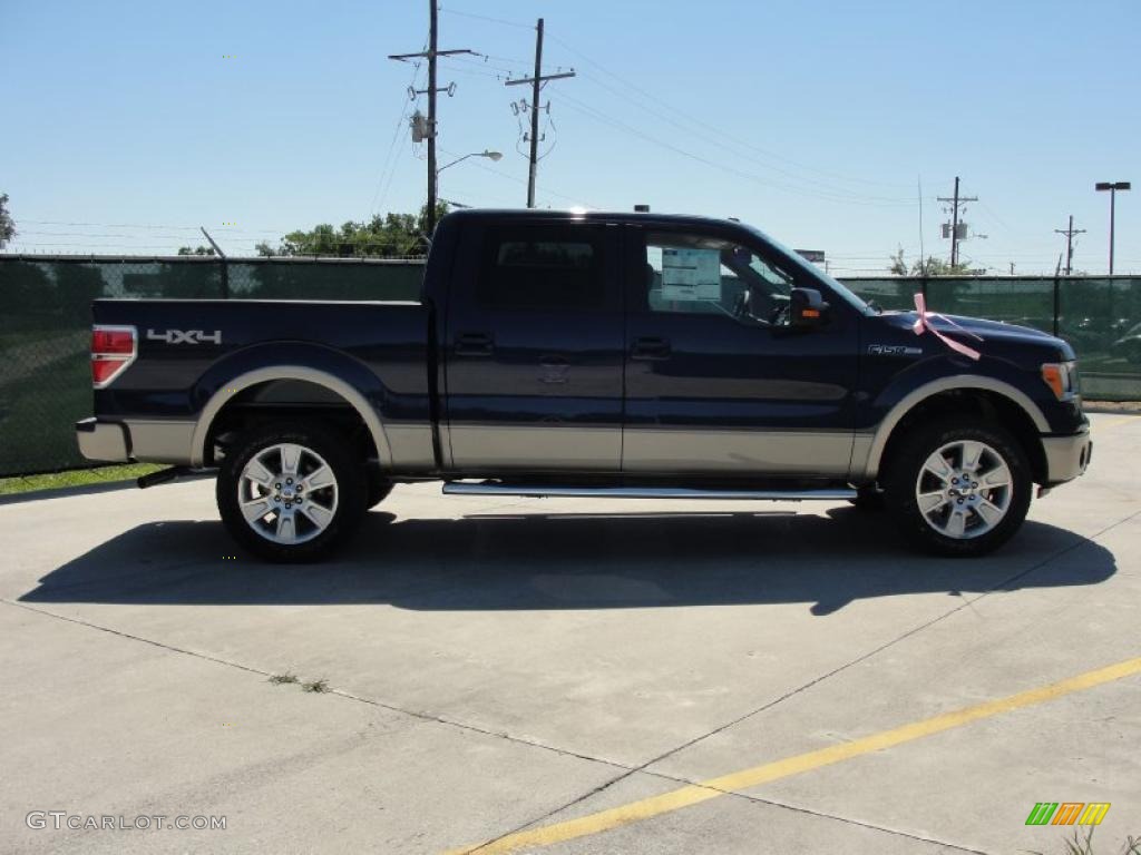 2010 F150 Lariat SuperCrew 4x4 - Dark Blue Pearl Metallic / Tan photo #2