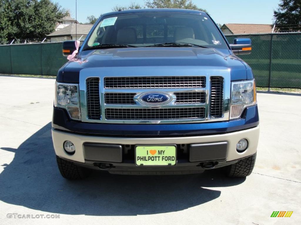2010 F150 Lariat SuperCrew 4x4 - Dark Blue Pearl Metallic / Tan photo #8