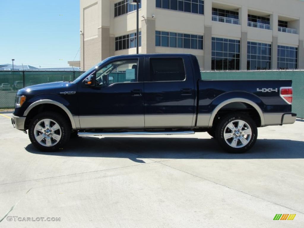 2010 F150 Lariat SuperCrew 4x4 - Dark Blue Pearl Metallic / Tan photo #6