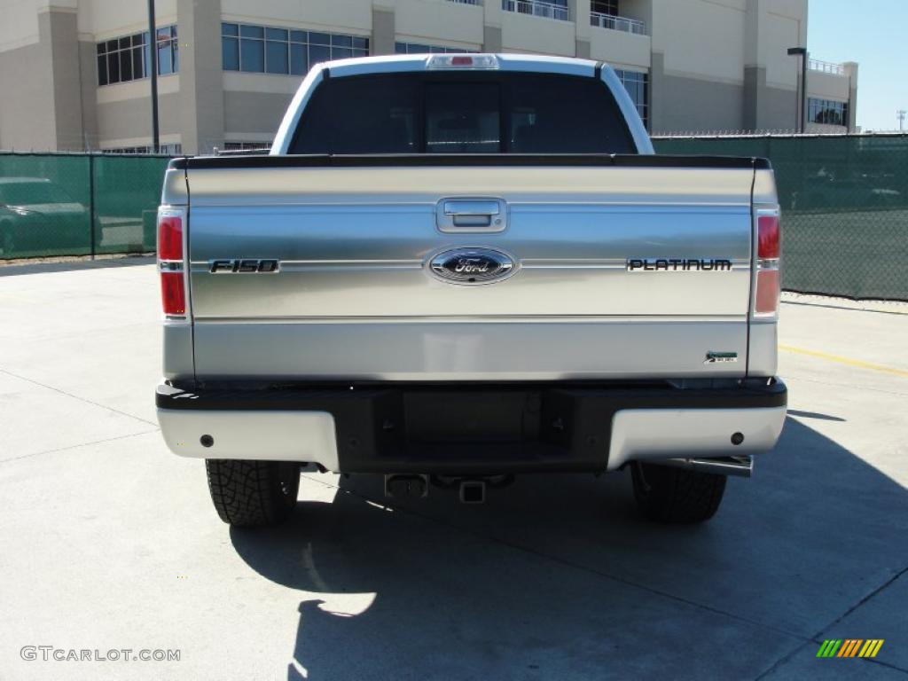 2010 F150 Platinum SuperCrew 4x4 - Ingot Silver Metallic / Sienna Brown Leather/Black photo #4