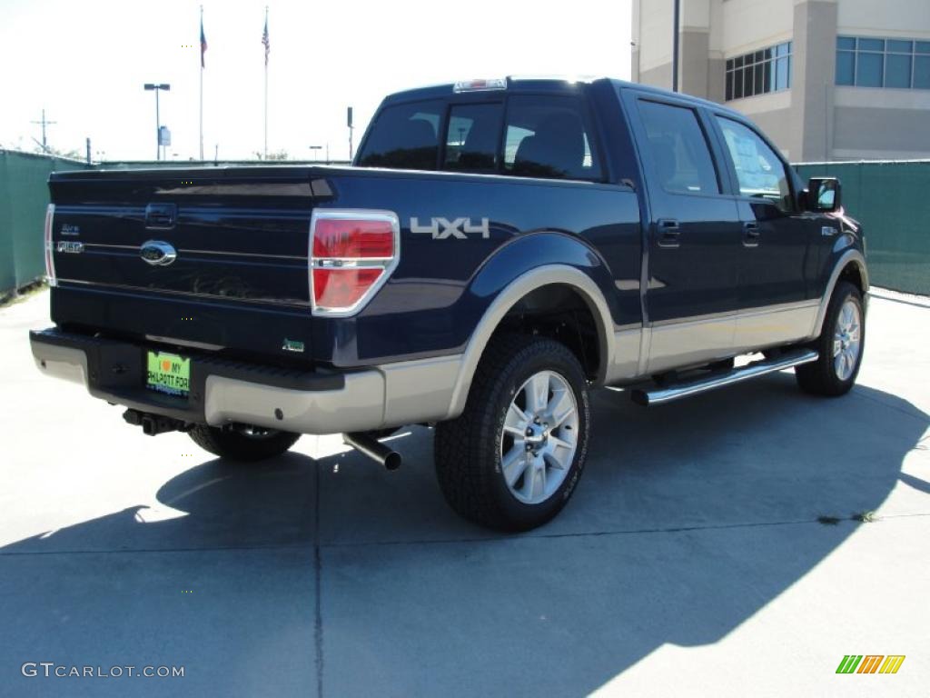 2010 F150 Lariat SuperCrew 4x4 - Dark Blue Pearl Metallic / Tan photo #3