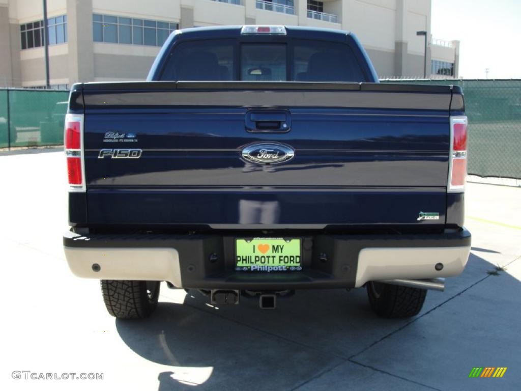 2010 F150 Lariat SuperCrew 4x4 - Dark Blue Pearl Metallic / Tan photo #4