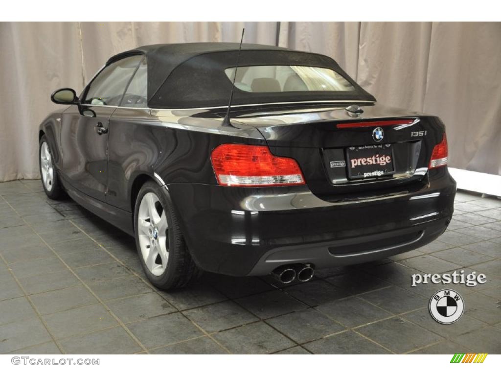 2009 1 Series 135i Convertible - Black Sapphire Metallic / Taupe photo #4