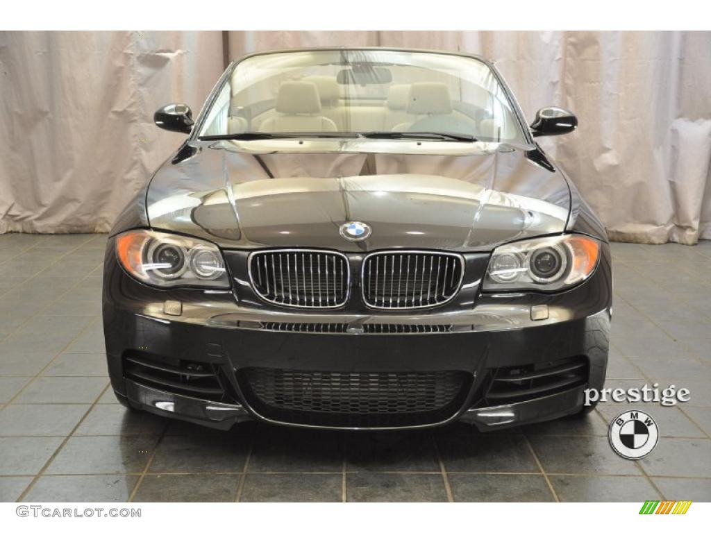 2009 1 Series 135i Convertible - Black Sapphire Metallic / Taupe photo #6