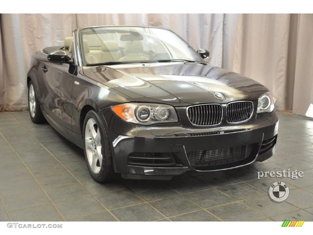 2009 1 Series 135i Convertible - Black Sapphire Metallic / Taupe photo #7