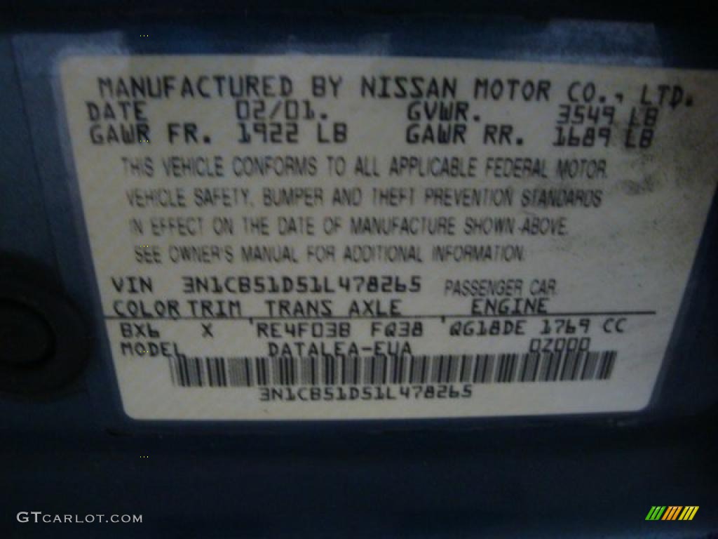 2001 Sentra GXE - Out Of The Blue / Stone photo #14