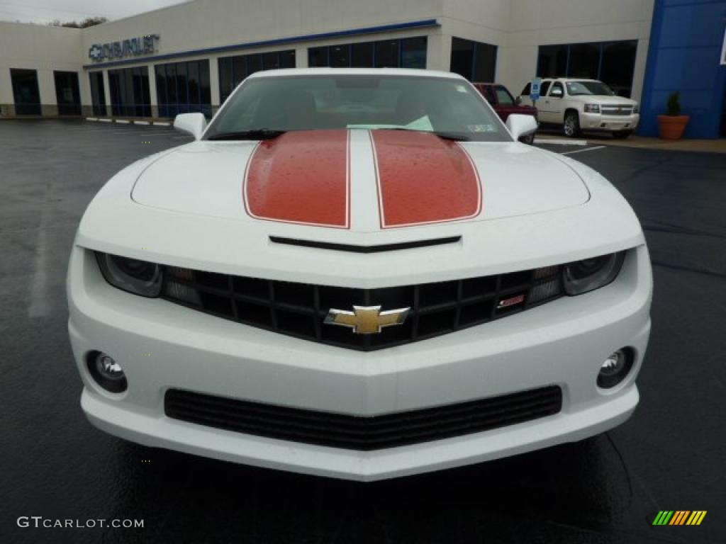 2010 Camaro SS/RS Coupe - Summit White / Black/Inferno Orange photo #2