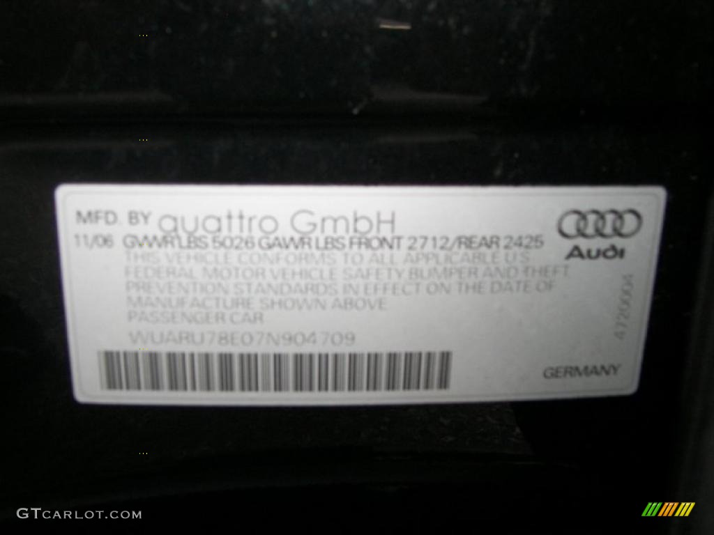 2007 Audi RS4 4.2 quattro Sedan Info Tag Photo #37684814