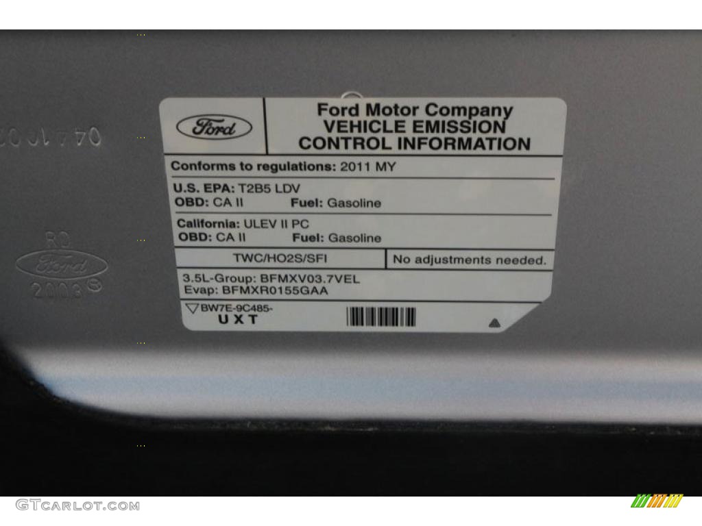 2011 Ford Fusion Sport Info Tag Photo #37686798