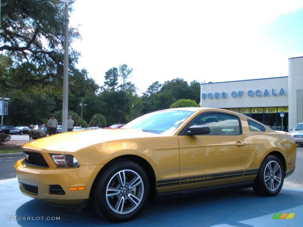 2010 Mustang V6 Premium Coupe - Sunset Gold Metallic / Charcoal Black photo #1