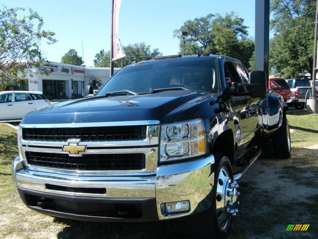 2008 Silverado 3500HD LT Crew Cab Dually - Dark Blue Metallic / Ebony photo #1