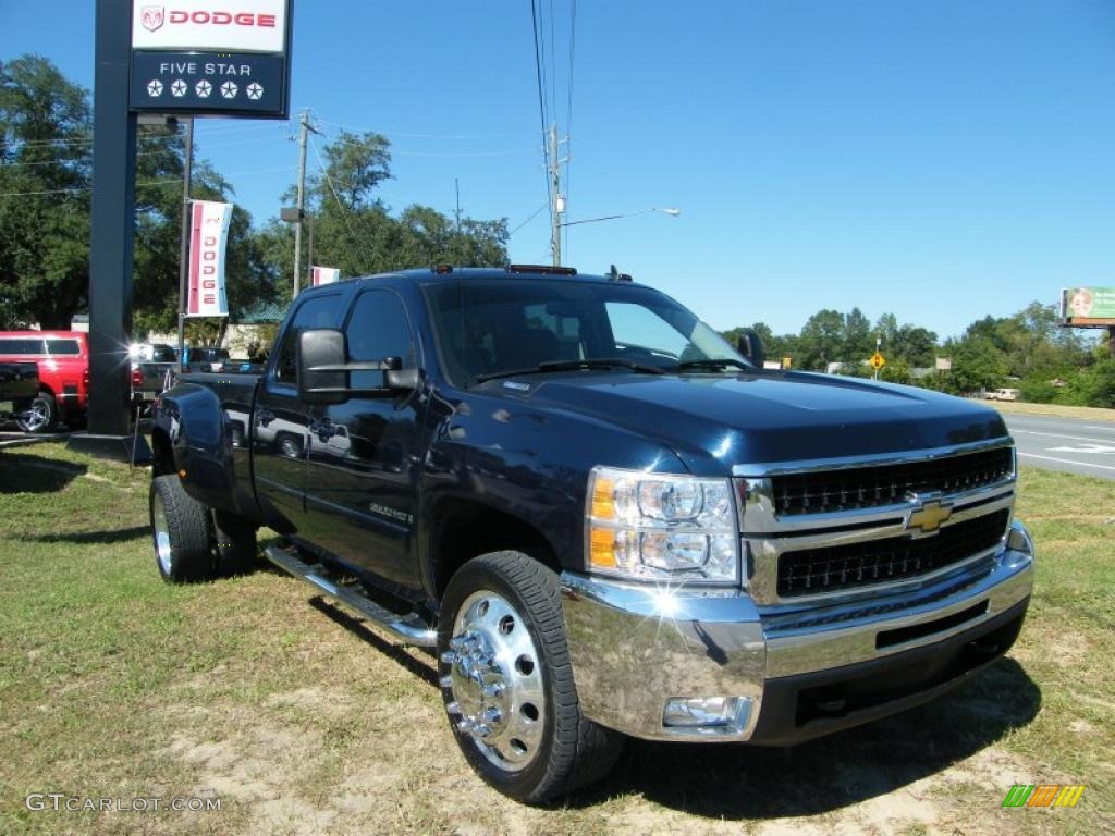 2008 Silverado 3500HD LT Crew Cab Dually - Dark Blue Metallic / Ebony photo #7