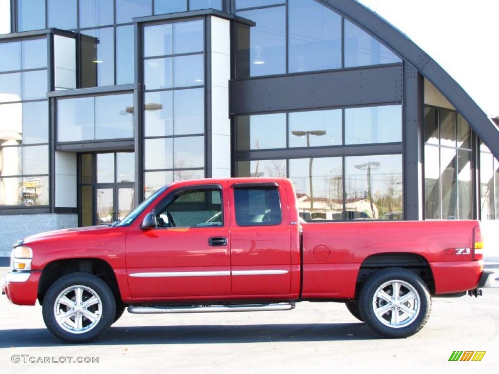 2003 Sierra 1500 SLE Extended Cab 4x4 - Fire Red / Dark Pewter photo #1