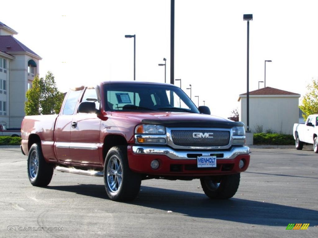2003 Sierra 1500 SLE Extended Cab 4x4 - Fire Red / Dark Pewter photo #2