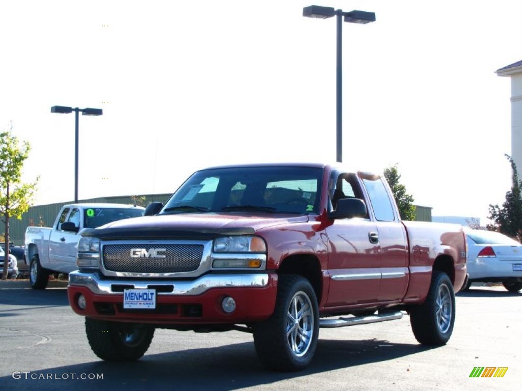 2003 Sierra 1500 SLE Extended Cab 4x4 - Fire Red / Dark Pewter photo #10